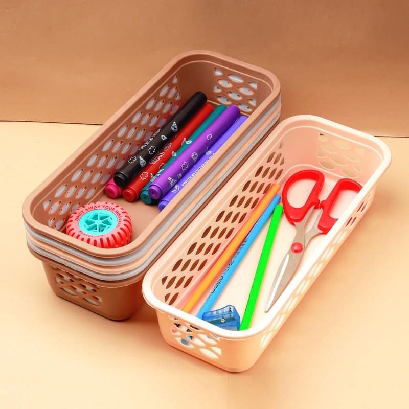 Anshri Plastic Organizer Tray Office Drawer Dividers Storage Bins Multipurpose Desk For Makeup, Kitchen,Office,Bathroom, Bedroom Dreassing, Basket Rack Pack Of 6 5544,(23L x 5W x 8H cm), Assorted