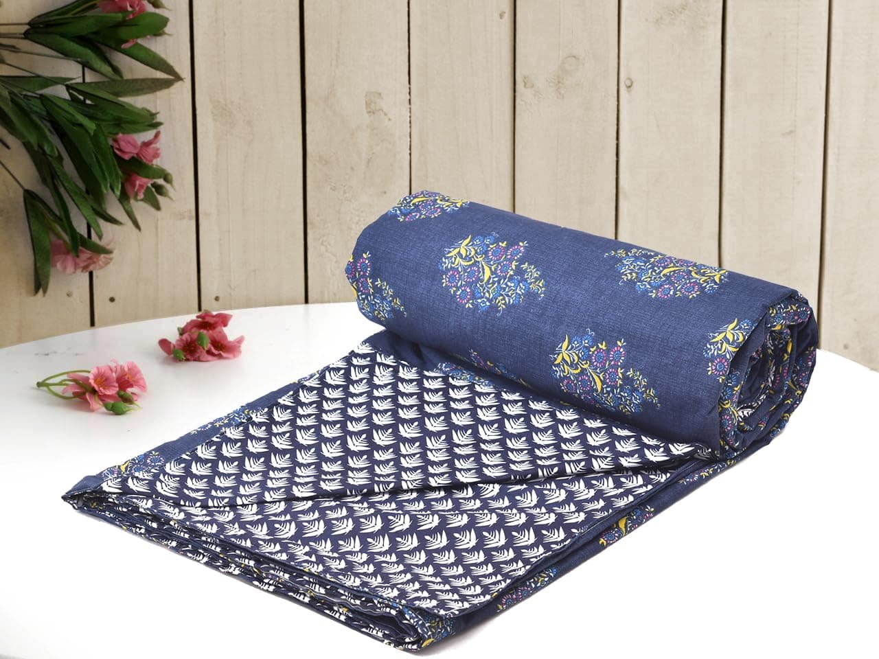 RRC Super Soft Microfiber Cotton Double Duvet Cover/Comforter/Rajai/Blanket/Quilt King Size 90x100 Inches with Zipper and Four Corner Ties