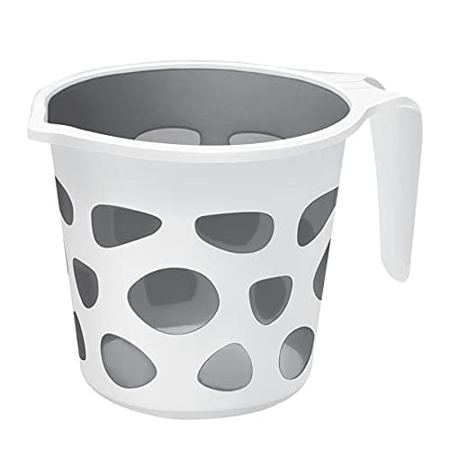 Extremely Premium Plastic Duplex Designer Mugs for Bathroom Bath Accessory x 1 Mug BPA Free Bathing Dabba Camping Mug Certified Bathing Water Mug 15 Litre Capacity Assorted Colors Duplex Grey