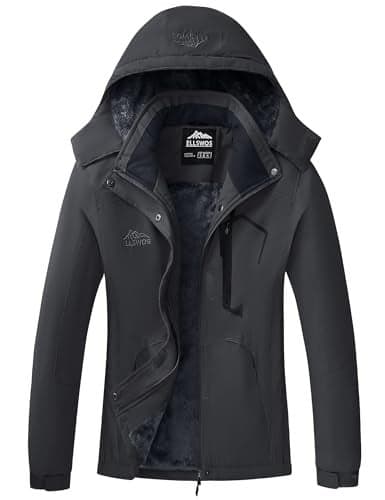 ELLSWOS Womens Winter Coats Waterproof Ski Jacket Warm Snow Jackets Windproof Windbreaker Hooded Raincoat