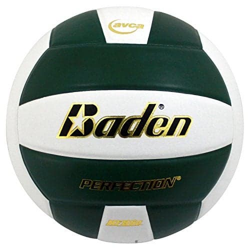 Baden | Perfection | Premium Leather | Indoor Official Game Volleyball | 13U to College | Official Size + Weight | Green/White | NFHS + AVCA Approved
