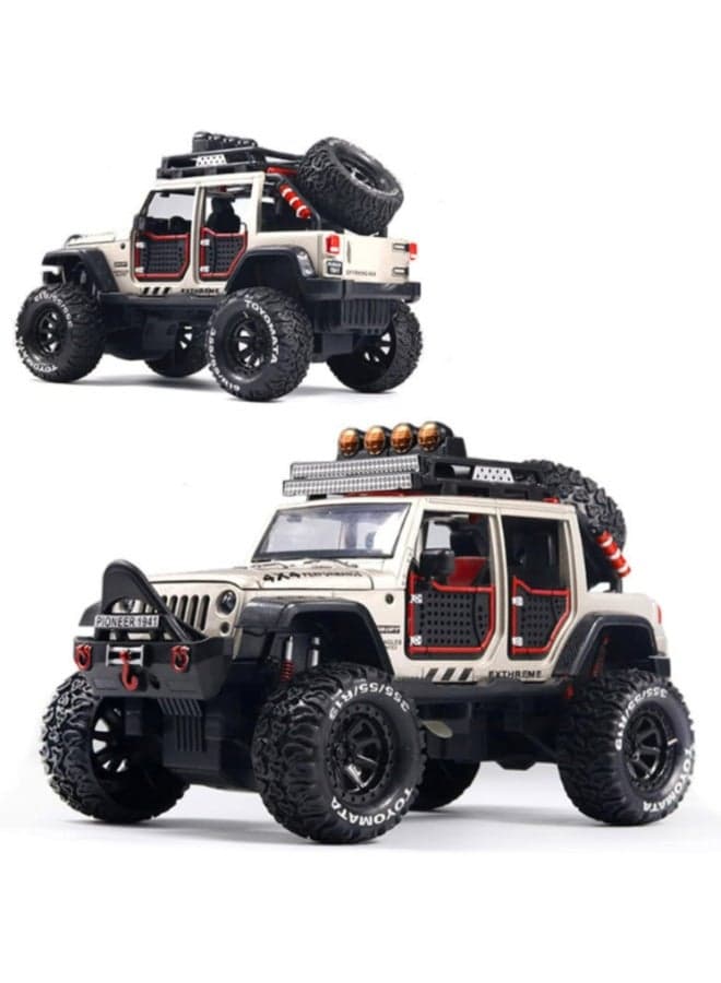 1:24 Scale Simulation of Wrangler Rubicon Diecast Jeep Off-Road Kings | Grey Jeep Model for Collectors & Kids | Realistic Details & Durable Build