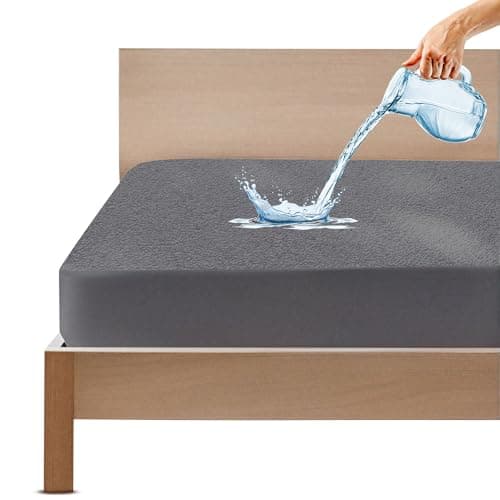GADDA CO Cotton Feel Terry Ultra Soft Waterproof Mattress Protector for Double Bed | Breathable, Hypoallergenic Mattress Cover for Double/Twin Bed Cover - 78x48 inch (6.5x4 feet), Grey - Pack of 1