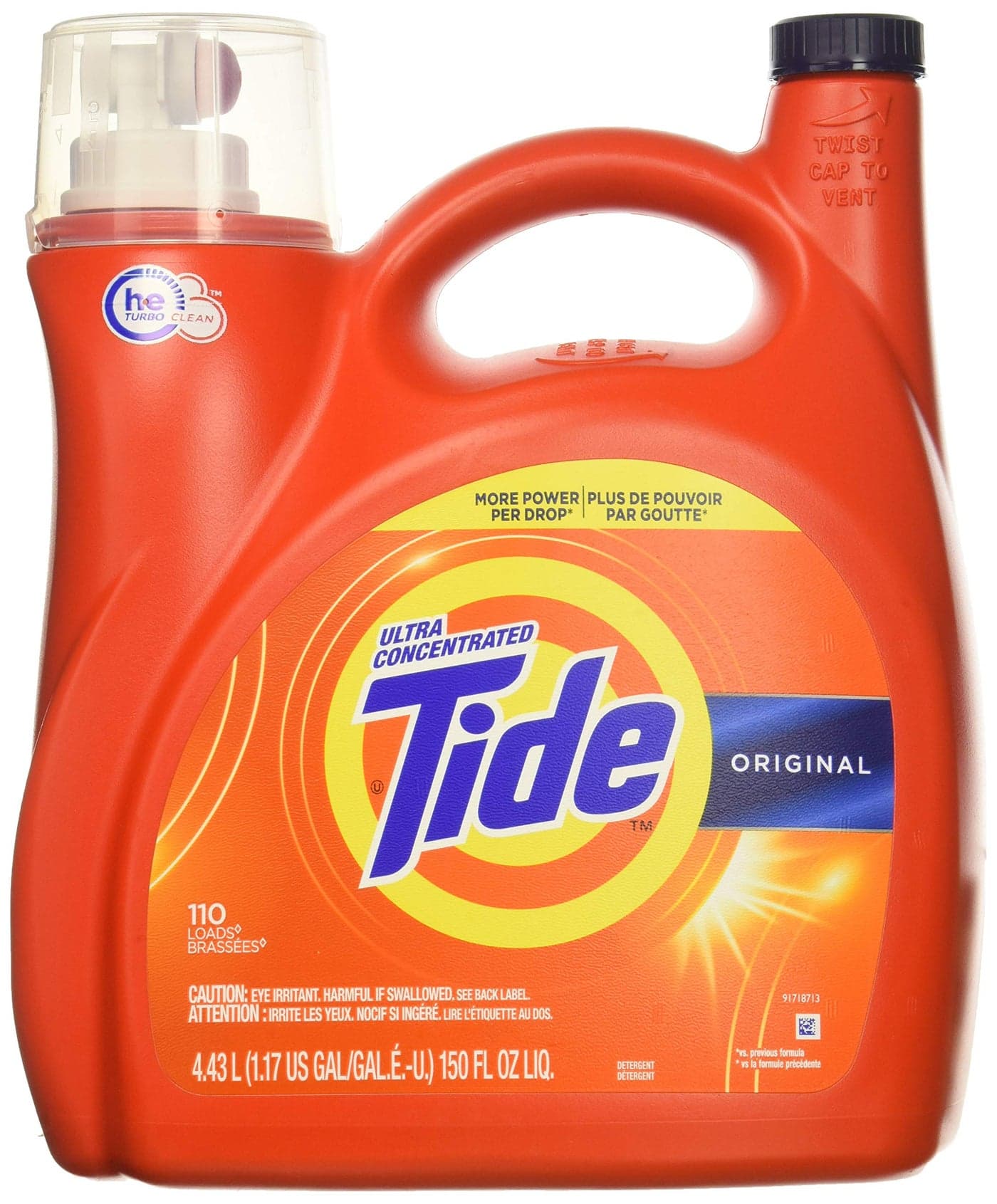 Tide Original 037000777335 High Efficiency Laundry Detergent 150 Oz 443L Mega Value Size 110 Loads 2x Ultra Concentrated More Power Per Drop