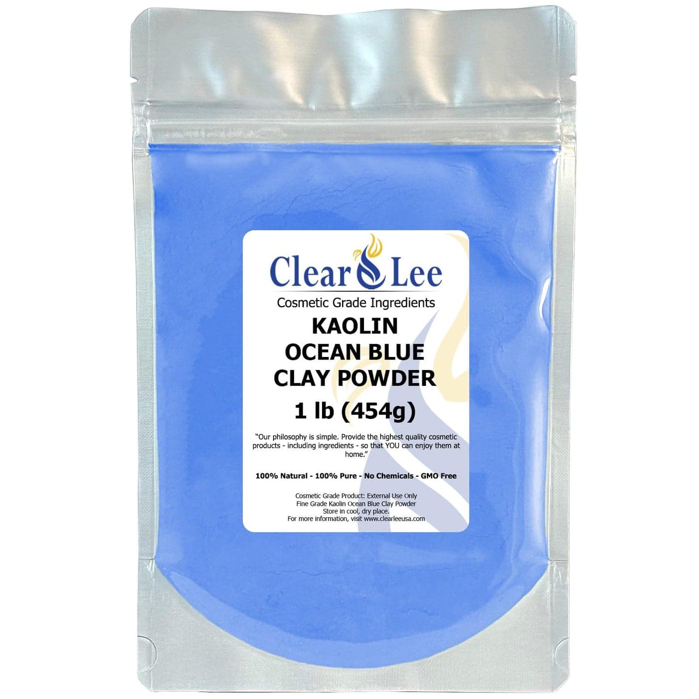 ClearLee Kaolin Ocean Blue Clay Cosmetic Grade Powder 100 Pure Natural Powder Great For Skin Detox Rejuvenation and More Heal Damaged Skin DIY Clay Face Mask 1 lb
