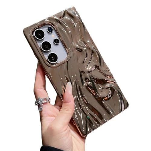 Caseative for Samsung Galaxy S24 Plus CasePleated Water Ripple Electroplated Wave Pattern Soft Phone Case GoldS24 Plus