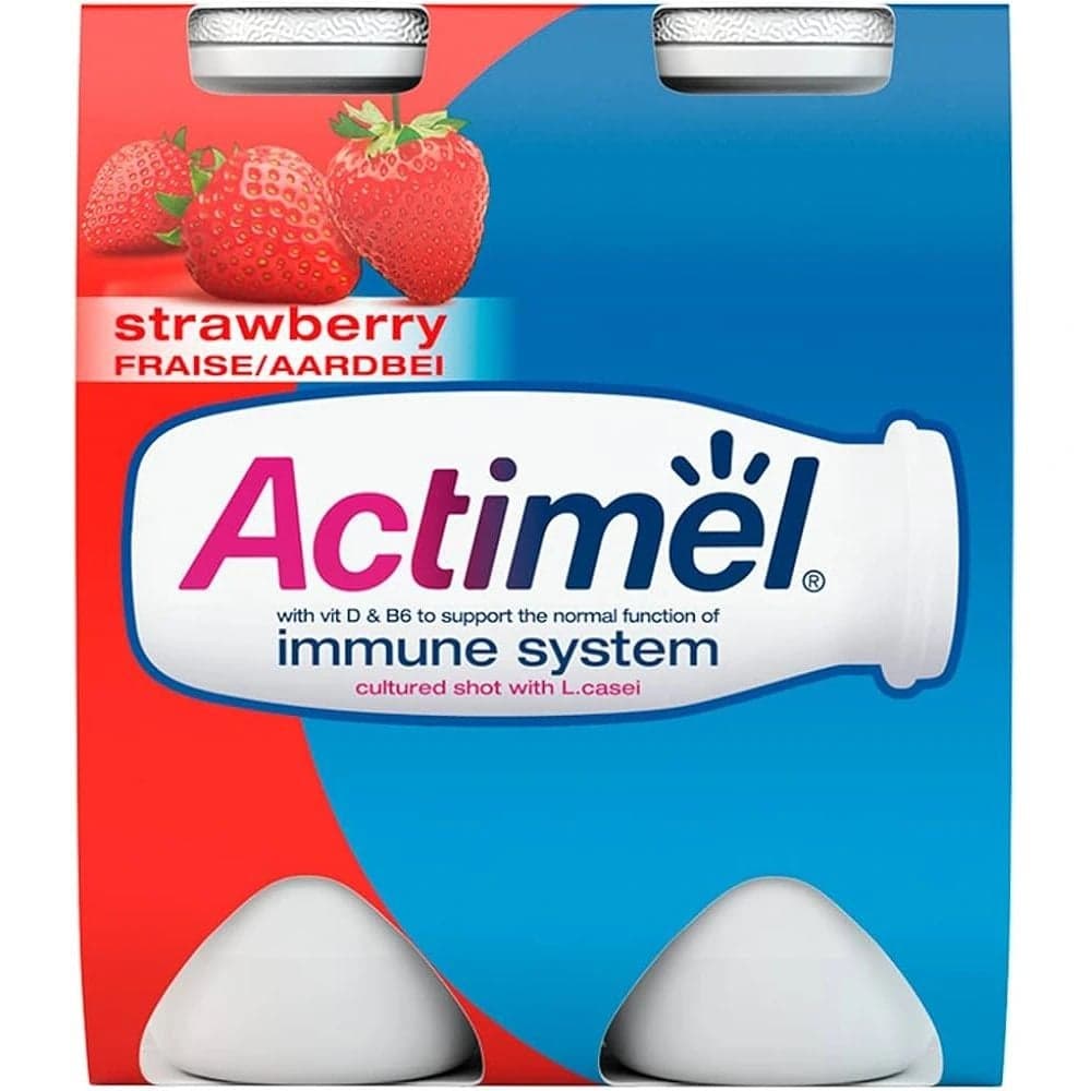 Actimel Strawberry Flavored Low Fat Yogurt Drink- 4X100gms