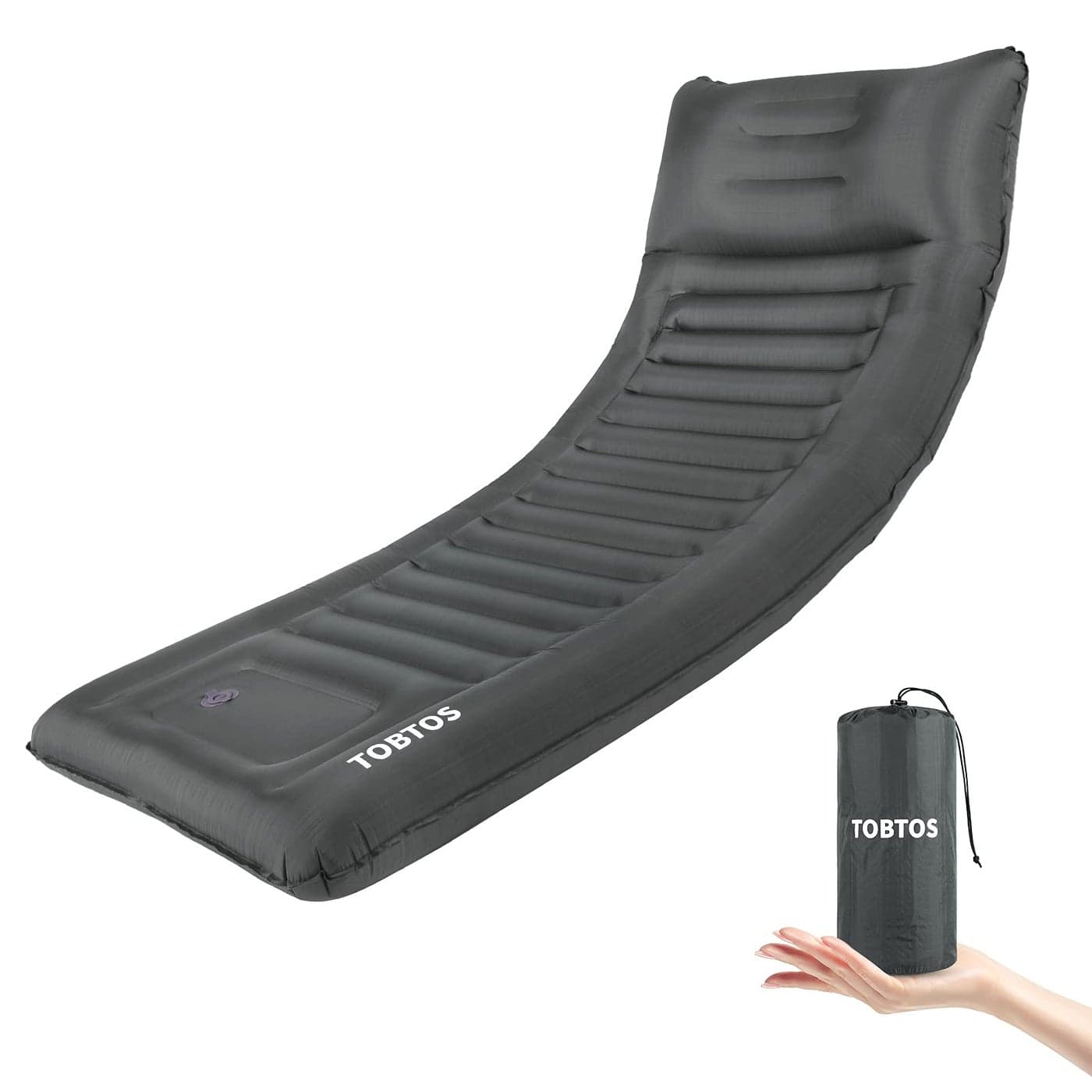 TOBTOS Inflatable Camping Sleeping Pad with Pillow Thick 6 Inch Ultralight Sleeping Pad with Builtin Pump Lightweight Sleeping Mat for Camping Backpacking Hiking Tent Grey