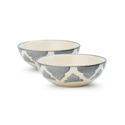 KitchAntique Ceramic Bowl Set | 2-Piece Lightweight Crockery for Daily Use | Ash Grey Ramen & Snack Bowls (75ml Each) | Elegant Microwave & Dishwasher Safe | Perfect Christmas & New Year Gift