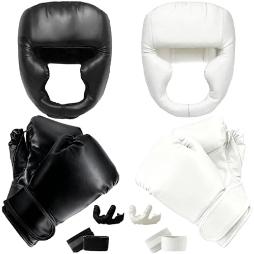 14 Pcs Boxing Set Boxing Equipment Set for Beginners Including 2 Pair of 6 oz Boxing Gloves Headgear Helmet Hand Wraps Mouth Guards Gifts for Youths Beginners Training Equipment