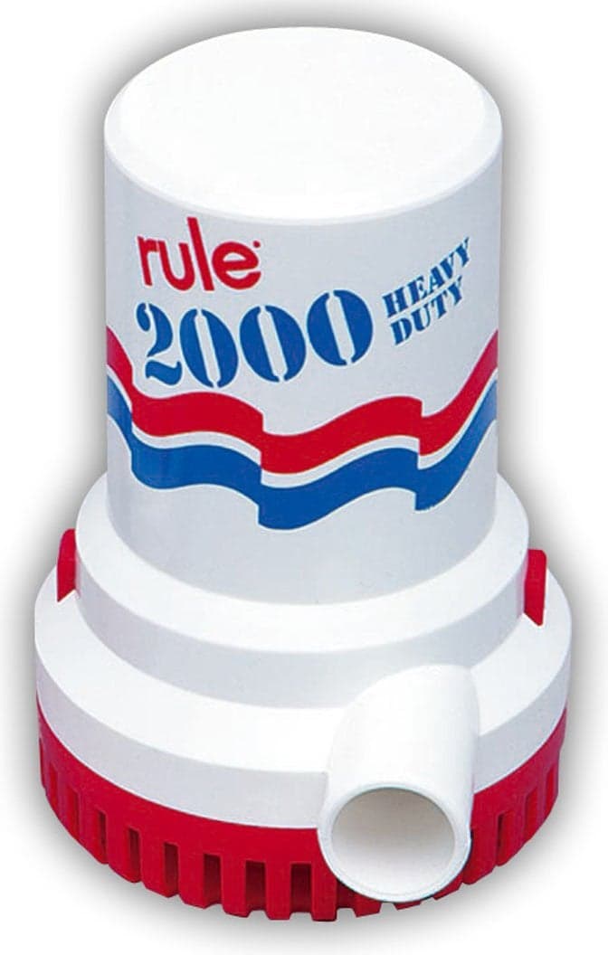 Rule 12 Marine Bilge Pump, 2000 Gallon Per Hour, Non-Automatic, 24 Volt DC , White/Blue