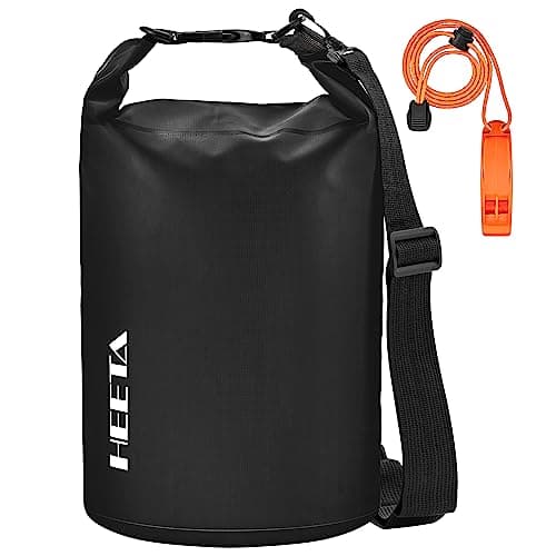 HEETA Waterproof Dry Bag for Women Men (Upgraded Version), Roll Top Lightweight Dry Storage Bag Backpack with Emergency Whistle for Travel, Swimming, Boating, Kayaking, Camping, Beach (Black, 30L)
