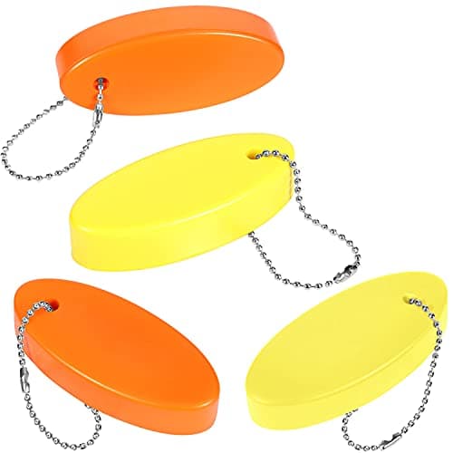 Boao Oval Float Keychain Floating Key Ring for Boating Fishing Sailing Outdoor Sports (4, Orange and Yellow)