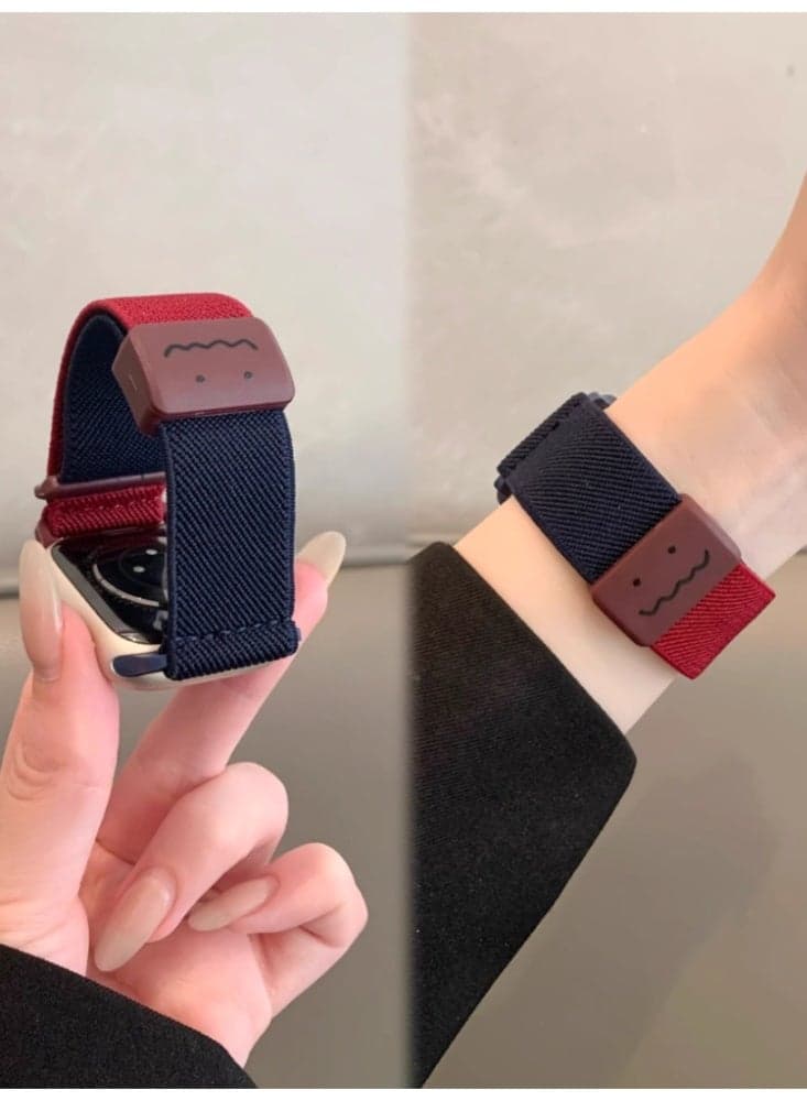 Suitable for Apple Watch 42MM (1st/2nd/3rd generation) Watch Strap Wine Red Patched Deep Blue Graffiti Flat Magnetic