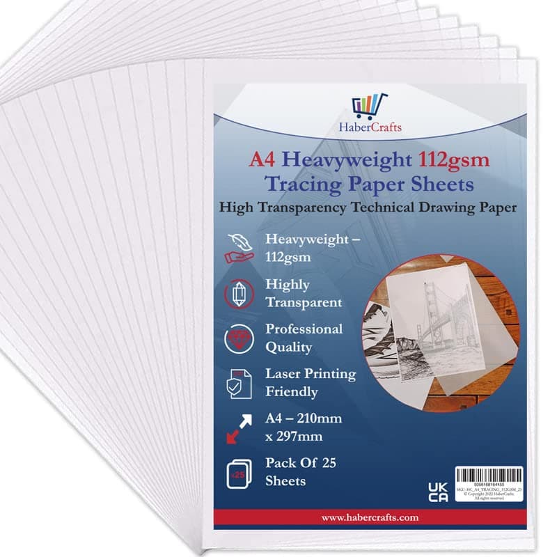 A4 112gsm Tracing Paper Sheets Printable Tracing Paper Acid Free High Transparency Technical Drawing Paper for Drawing Sketching Dressmaking 210 X 297mm A4 Size 112gsm Heavyweight 50 Sheets