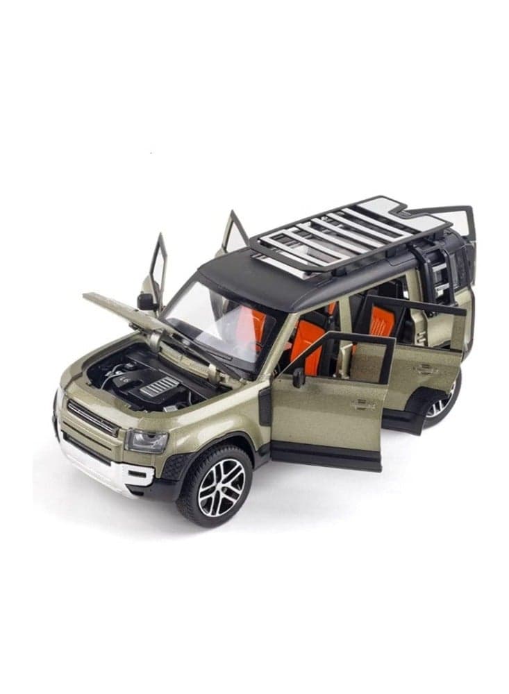 Model Car 1/24 Alloy DieCast For Land Rover For Defender Model Toy Car Simulation Sound Light Pull Back Collection Children Gifts Model Car (Color : Green)