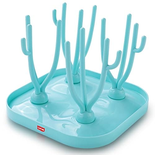 LuvLap Baby Bottle Drying Rack with Branch Shaped Dryer - Complete Solution for Pacifier, Brush, and Accessories: Easy Sterilization, Cleaning, Storage & Travel (Light Blue)