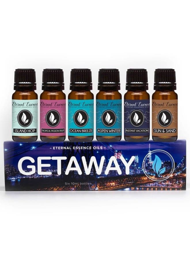 Get Away Gift Set of 6 Premium Grade Fragrance - Island Hop, Ocean Breeze, Tropical.