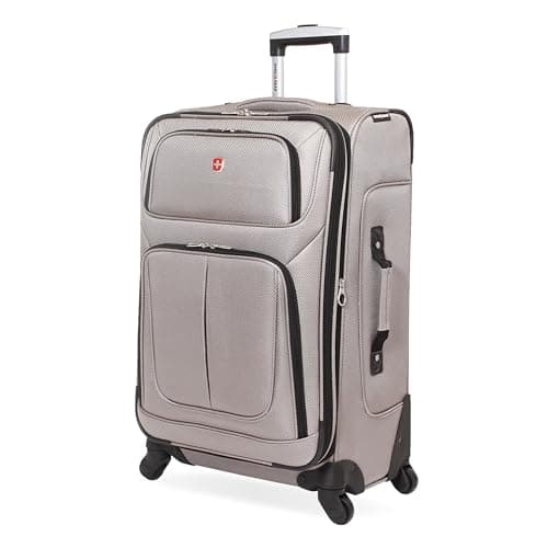 SwissGear Sion Softside Expandable Luggage, Pewter, Checked-Medium 25-Inch