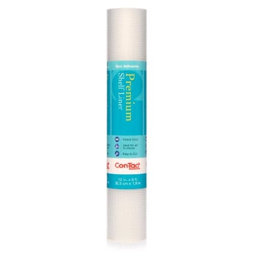 Con-Tact Brand Premium Plus Non-Adhesive Shelf Liner, Heavy Duty and Multi-Functional Drawer Liner, 12" x 6', Woven Clear, Pack of 1 Roll