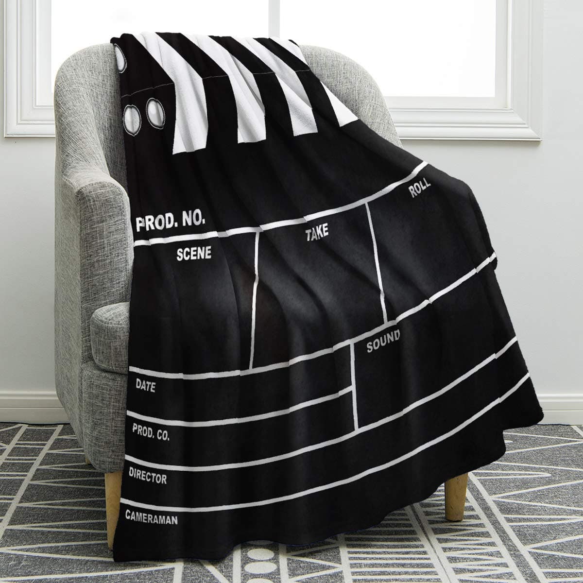 Jekeno Movie Clapboard Gifts Throw Blanket Theater Home Film Cinema Decor Gifts Ideas for Women Men Movie Lover Adult Boy Girl Actor Director Acting Gift
