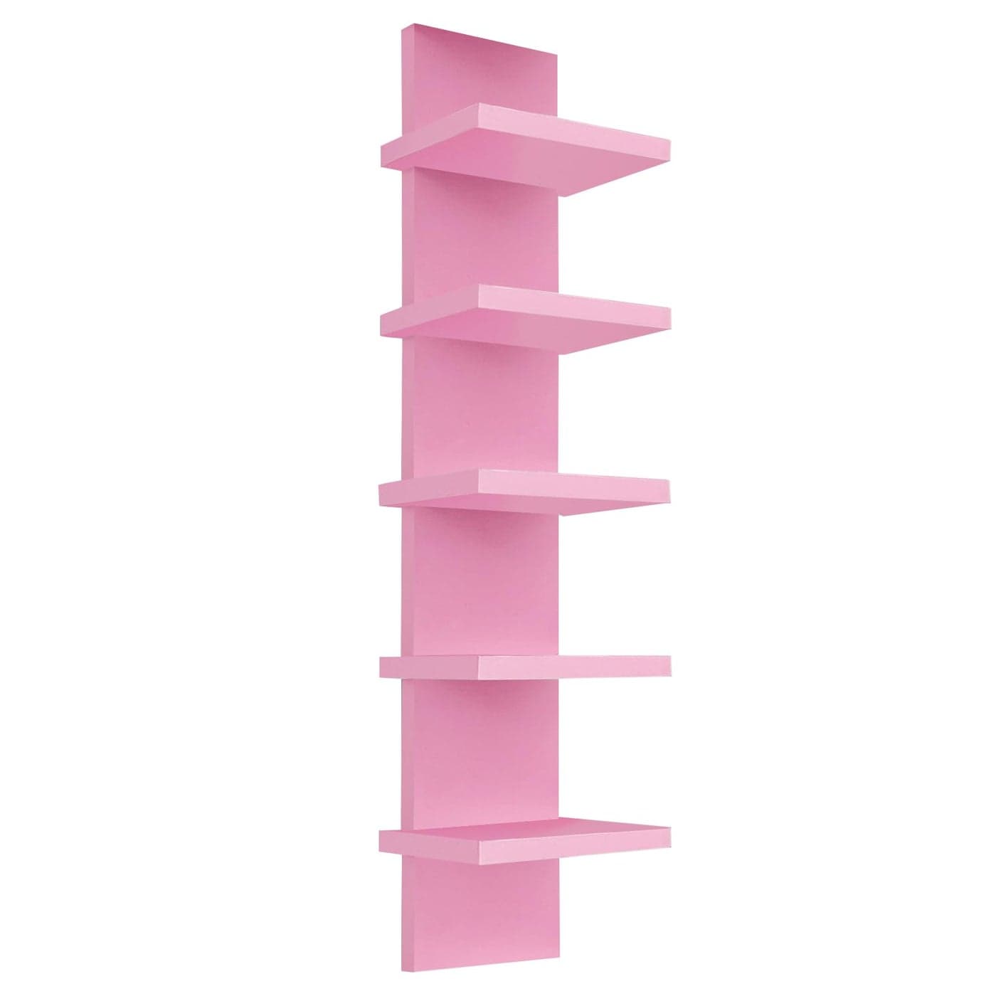 YEXEXINM 5 Tier Wall Shelf Unit Narrow Smooth Laminate Finish Vertical Column Wall Decor Mount Floating Storage Home Decor Organizer Tall Tower Utility Shelf for Bedrooms Living RoomsBlack