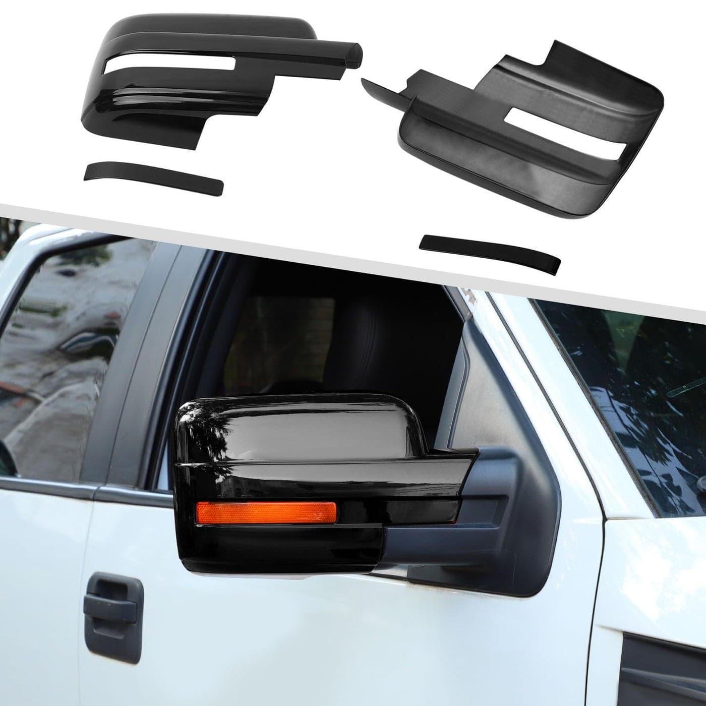 Jimen Compatible with Ford F150 20092014 4PCS Outside Car Full Mirror Cap Covers Black