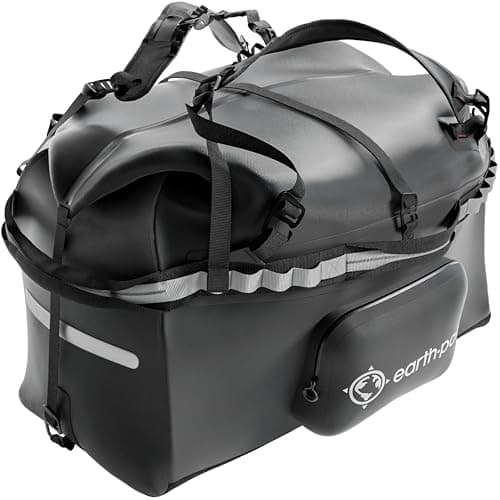 Earth Pak Waterproof Duffel - Large Dry Bag 1680D TPU - Heavy Duty Camping - 8x8 Popout Pocket - Black, 160L