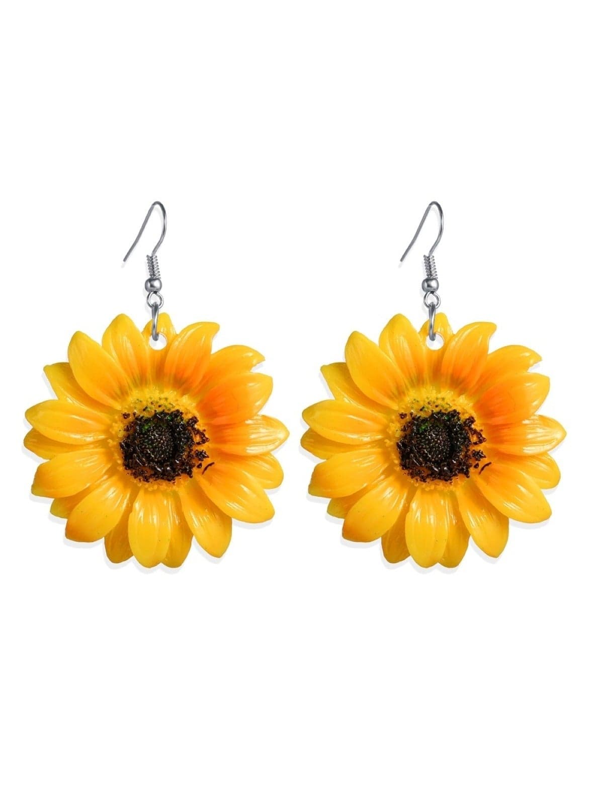 Charming Sunflower Flower Earrings Yellow 6.3cmx4.8cm