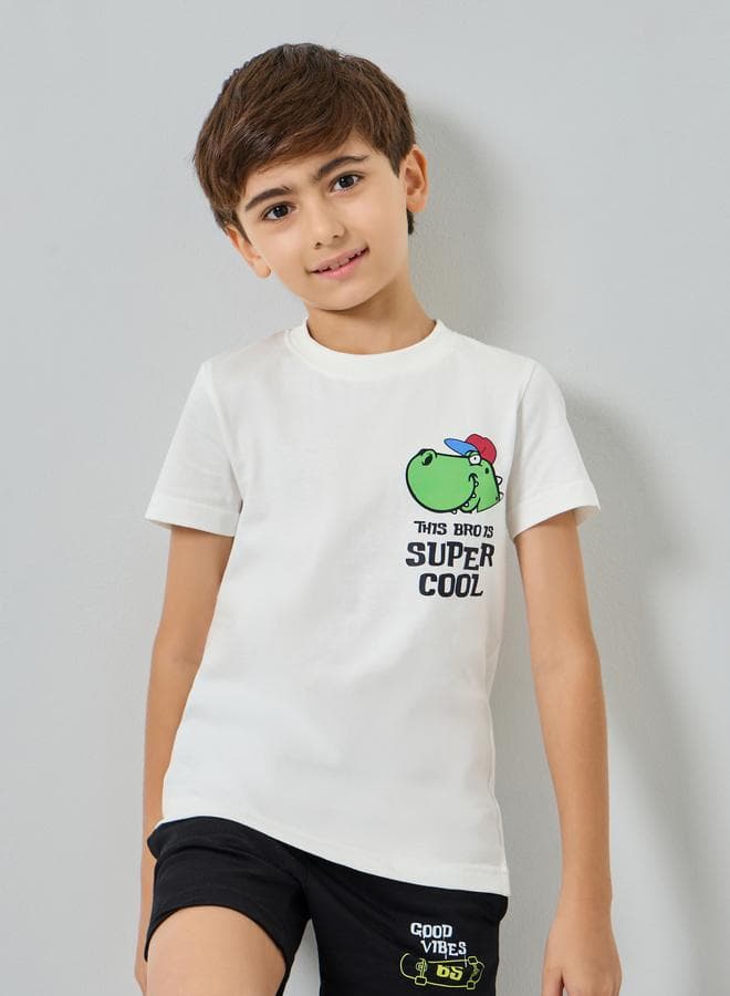 Boys Off-White Graphic Print Cotton T-Shirt
