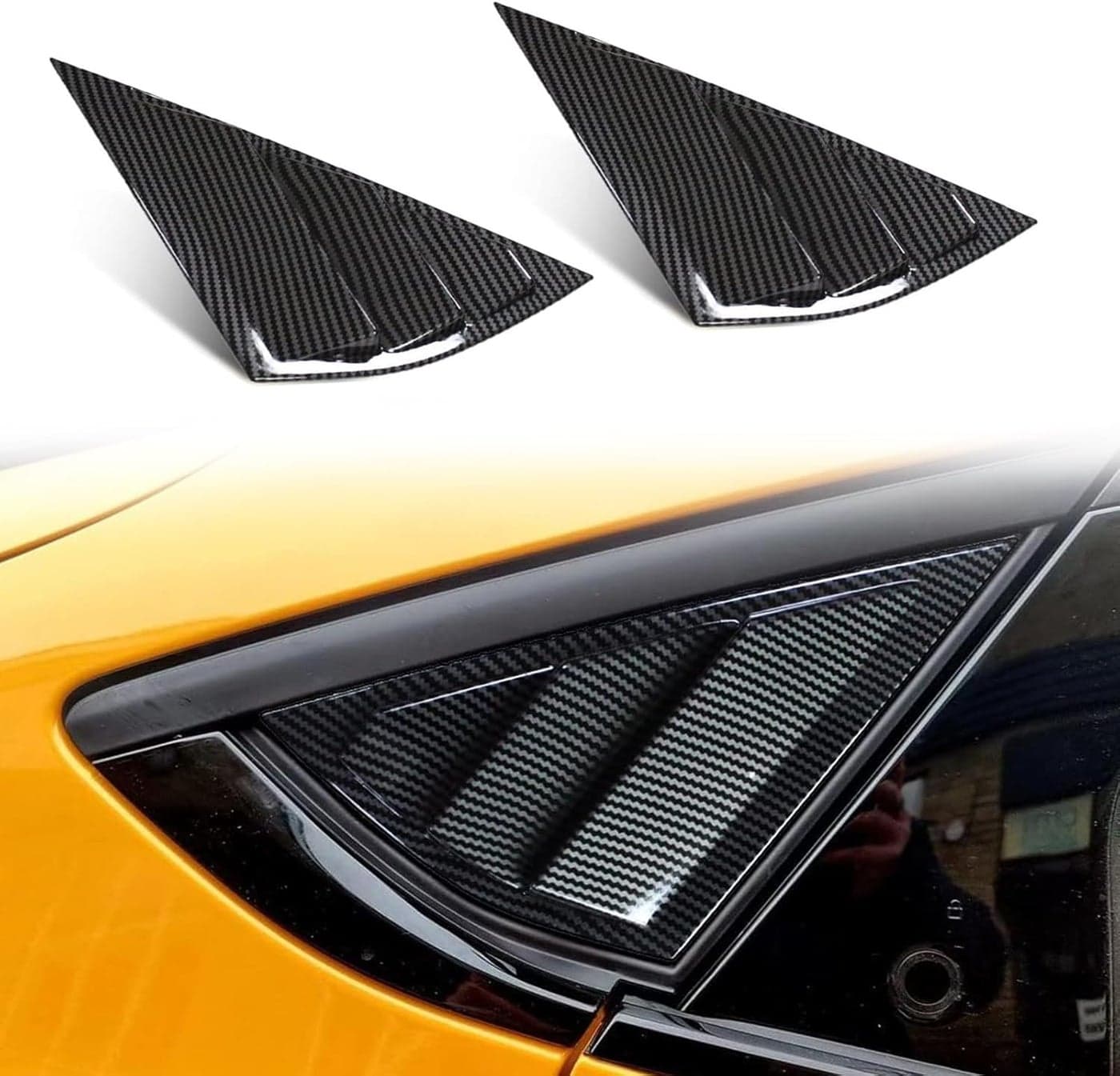 AOSKonology Mustang Mach E Quarter Side Window Scoop Louvers Cover - V2 Carbon Fiber