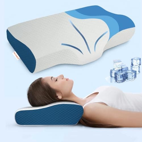 Homerz Premium Pack of 2 Orthopedic Cool Gel Infused Memory Foam Pillow for Neck and Shoulder Pain (Butterfly, Pack of 2)