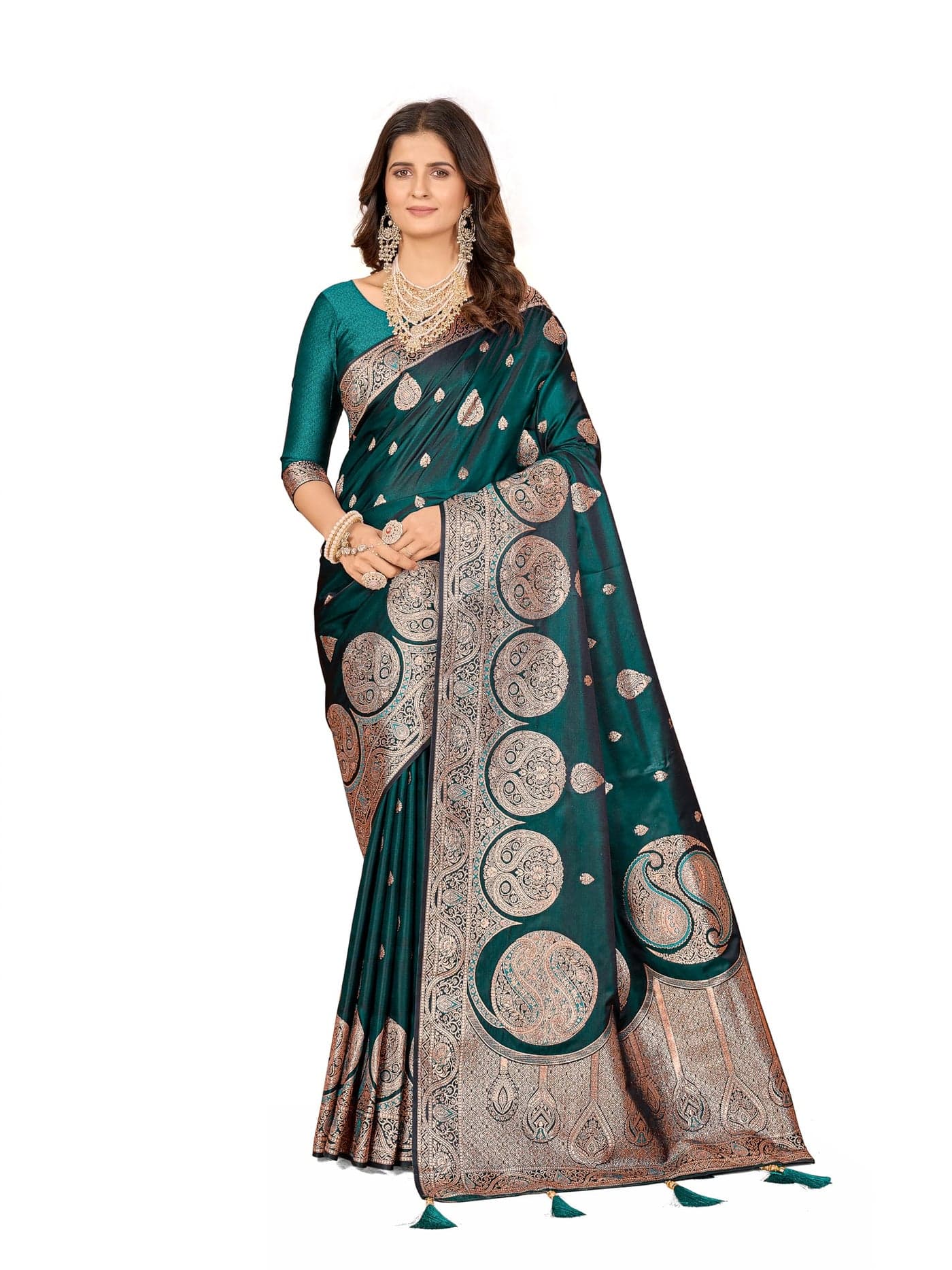 Mehrang Art Silk Banarasi Saree with Embroidered Blouse for Women