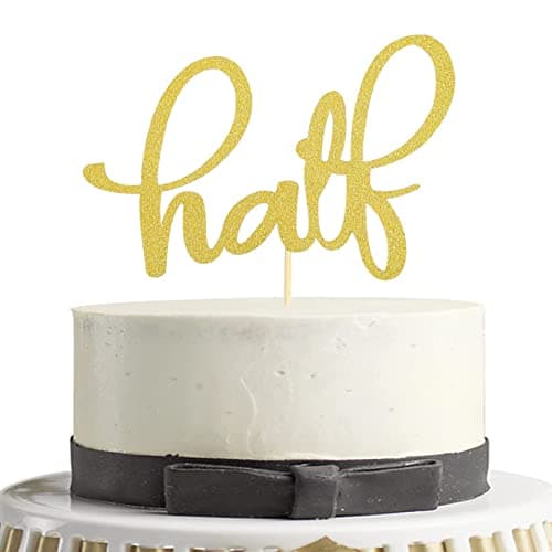 Festiko® Baby Half Birthday Cake Topper - Gold Glitter Baby 1/2 Birthday Party Cake Topper, 6 Months Party Cake Decoration,Half Year Anniversary Party Decorations Supplies