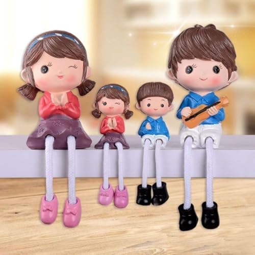 SATYAM KRAFT 1 Set Hanging Legs Romantic Couple Showpiece | Cute Boy & Girl Figurine | Home Décor, Living Room, Bedroom | Valentine Decor, Wedding, Anniversary, Birthday, Festival Gifting