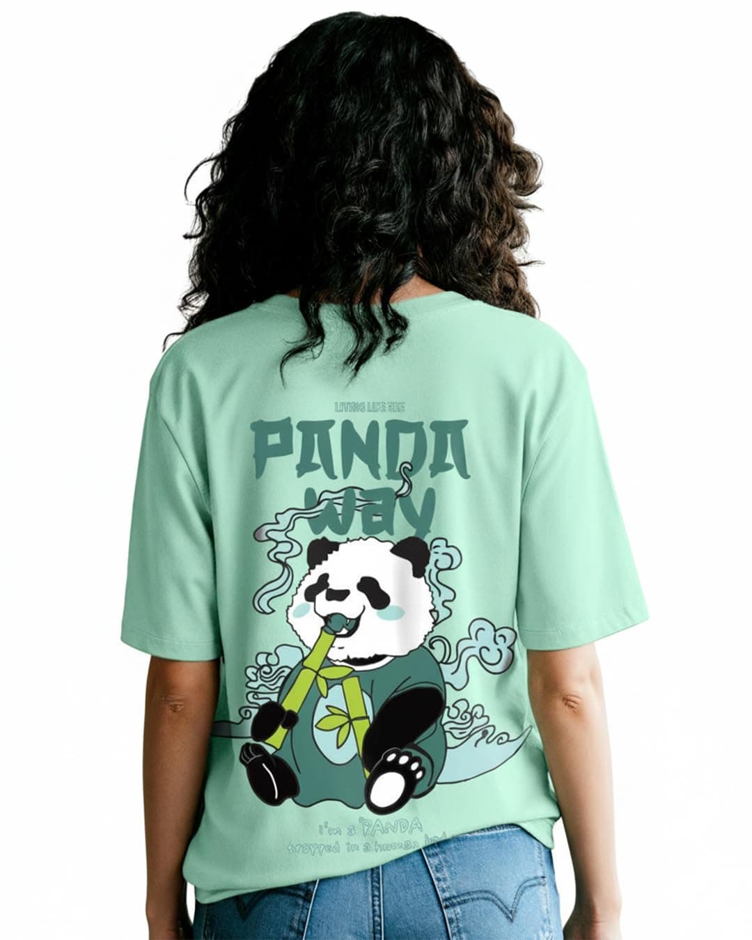Bewakoof Women's Graphic Printed Oversized Fit Half Sleeve Round Neck Cotton T-Shirt_581312_Green_S