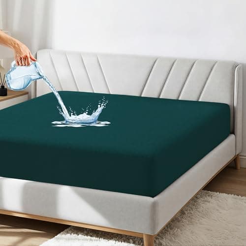 GADDA CO Premium Waterproof Mattress Protector | Soft Cotton, Breathable & Hypoallergenic Fitted Bed Cover | Queen Size 75x60 Inch (6.25x5 ft), Peacock