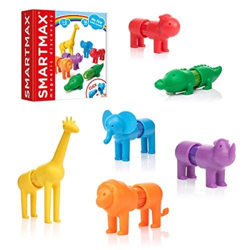 SmartMax My First Safari Animals STEM Magnetic Discovery Building Set with Soft Animals for Ages 15