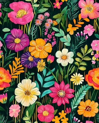 BOKEBEVE Extra Long Watercolor Colorful Floral Wallpaper Peel and Stick Green Contact Paper Boho Wall Paper for Bathroom Countertop Cabinet Wall Shelf Removable Renter Friendly 17.5 x 393.5In