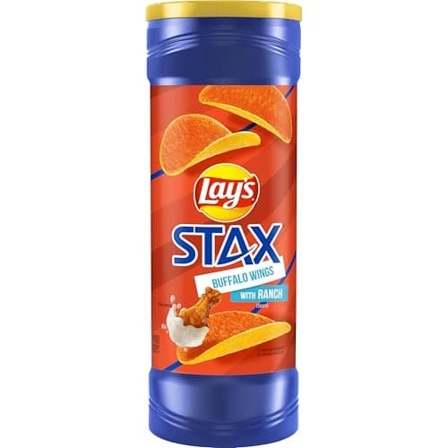 Lays Stax Potato Crisps Chips Buffalo Ranch Gluten Free 55 Oz Canister Pack