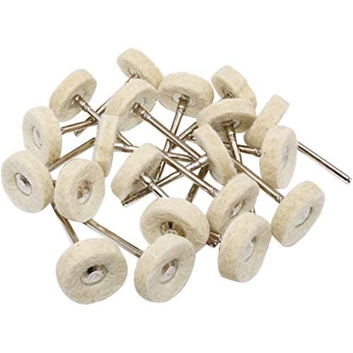 DIY Crafts Wool Polishing Buff Wheel Buffing Wheels Rotary Tool Accessories Plish Jewelry Mirror 3mm Mandrel (Pack Of 15 Pcs, Ivory Silver Colour)