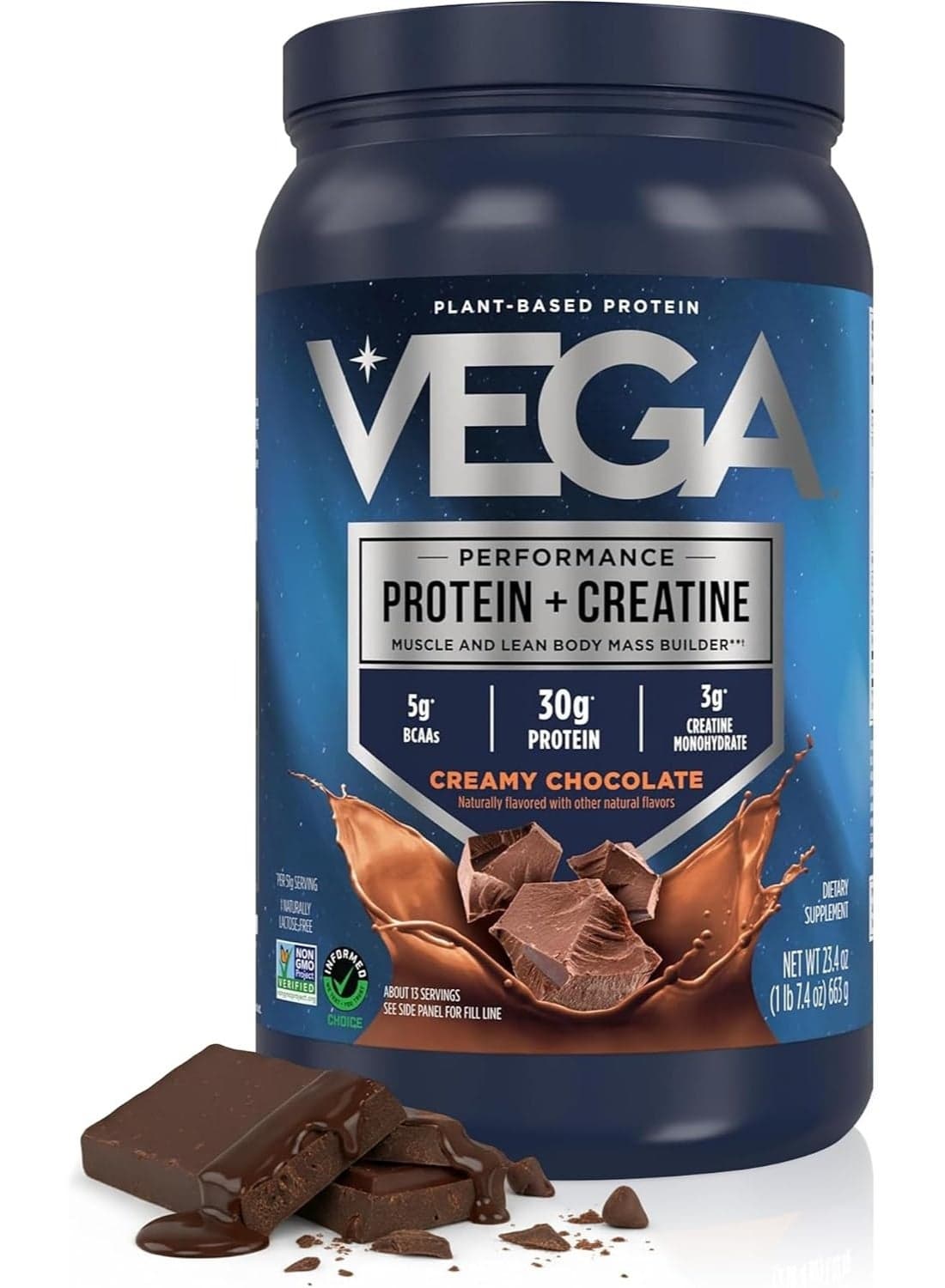 Vega, Performance, Protein + Creatine, Creamy Chocolate, 1 lb 7.4 oz (663 g)