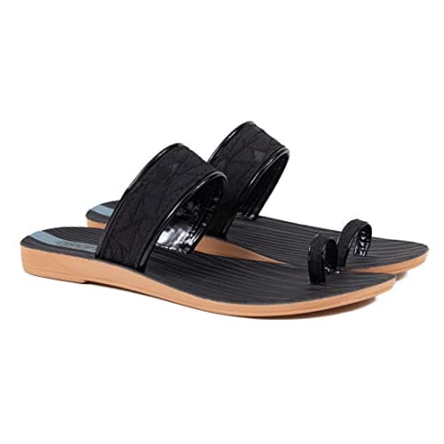 ASIAN PL-65 Girls Slipper's for Women | Ladies Chappal for Women Stylish Flat Heels Slippers for Women | Perfect Walking (Black, numeric_4)