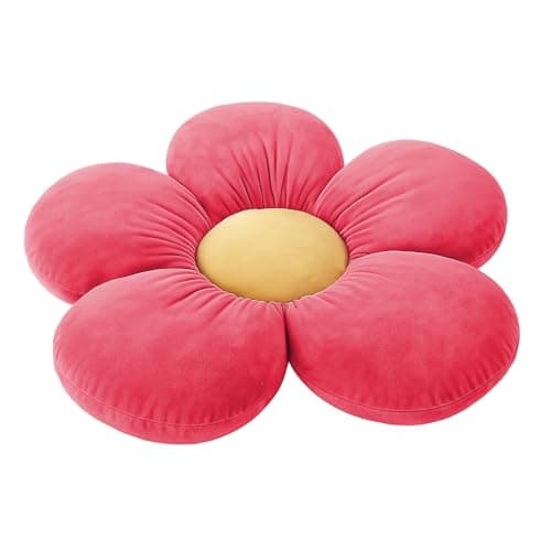 Peach Cuddle Flower Shaped Floor Cushion for Kids Room, Living Room, Luxury Kids Furnishing, Throw Pillow, Decorative Cushion, Nursery Décor, Velvet Cushion (16x16 inch, Pack of 1, Pink)