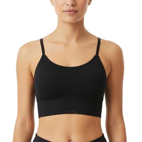 Kaththai Women Cotton Padded Wire-Free Sports Bra with Adjustable Straps Soft Padded Push-Up Bra for Yoga, Fitness (Free Size Bra Fit Up to 28,30, 32, 34) (Black)