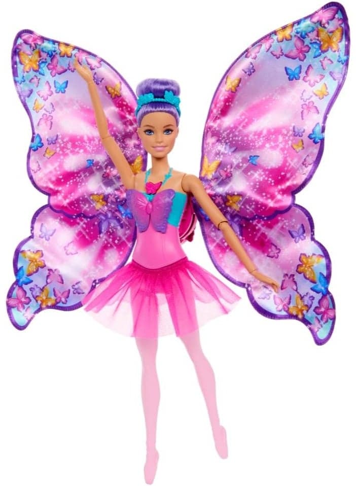 Barbie Dance & Flutter Doll with 2-in-1 Butterfly Transformation, Purple Hair & Removable Tutu