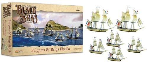 Warlord Games Frigates Brigs Flotilla 1700 Scale Plastic Miniatures for Black Seas Highly Detailed Age of Sail Era Miniatures for Tabletop Wargaming