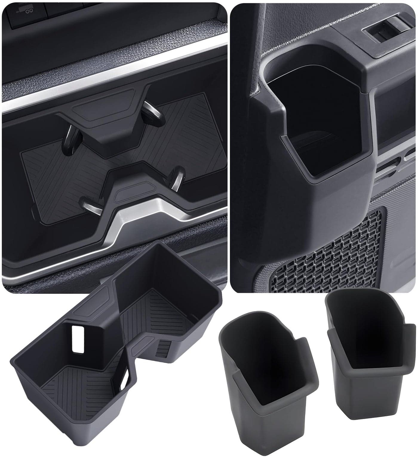 KATORN Cup Holder Inserts for Toyota 4Runner 2026 2025 6th Gen, Interior Accessories Center Console Front & Rear TPE Cup Holders Covers Protector for 2025-2026 4 Runner, Black