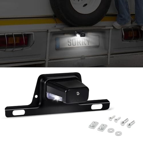 Kutyun LED License Plate Light, Automotive License Plate Light Assemblies, Waterproof 12V DC License Tag Light with Bracket Mount, Car Accessories Universal for Trailer Truck Boat UTV ATV