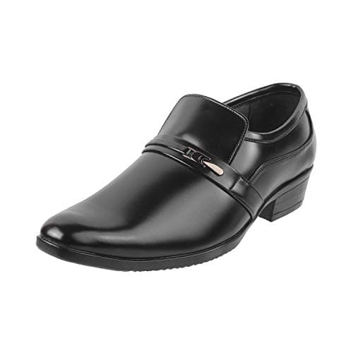 Mochi Men's Black Leather Glossy Slip-on Metal Detail Stylish Moccasin UK/10 EU/44 (19-6388)